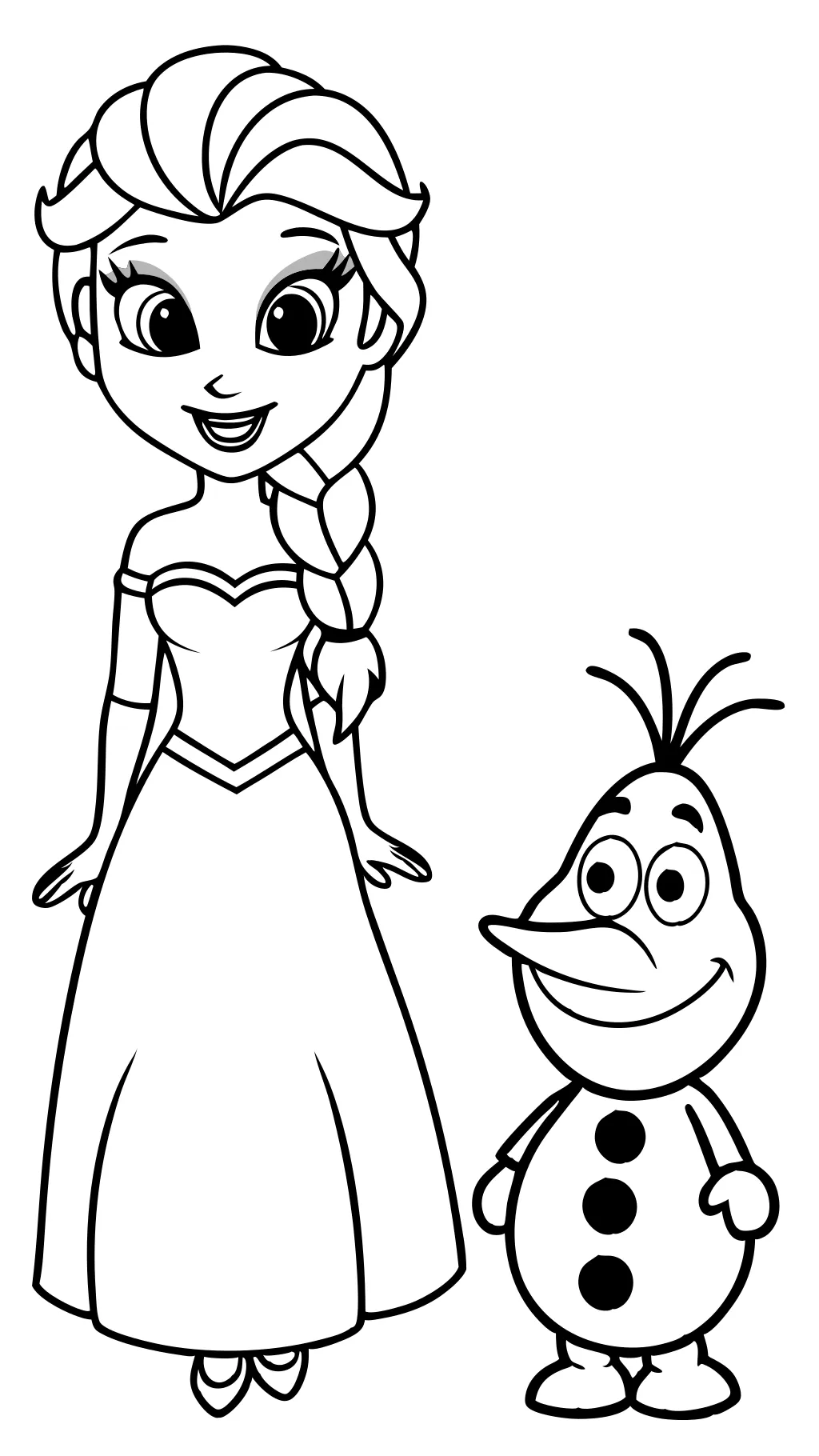 páginas para colorear de Elsa y Olaf